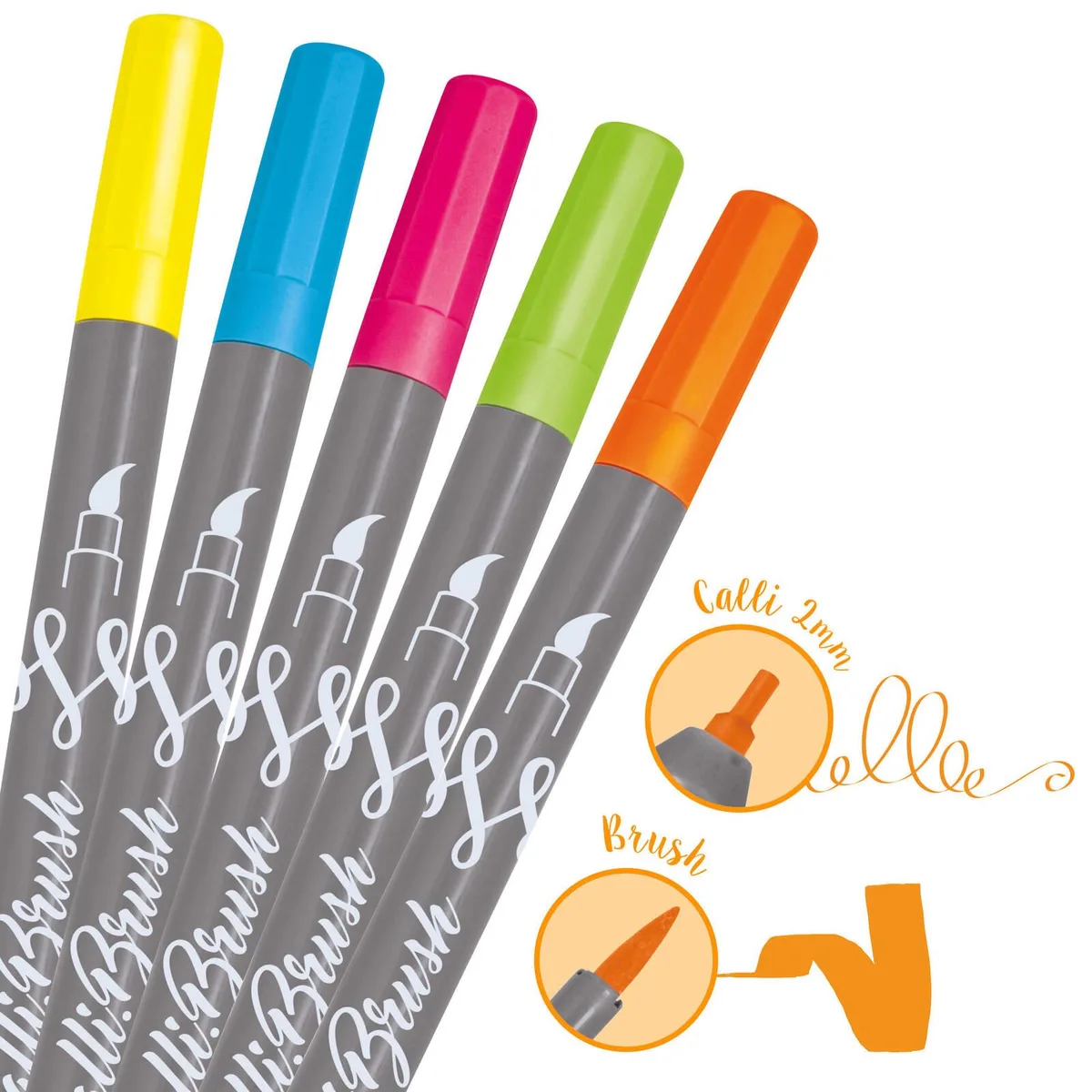 Brush-Pens Mehrfarbig 2.0 mm van Online – productfoto