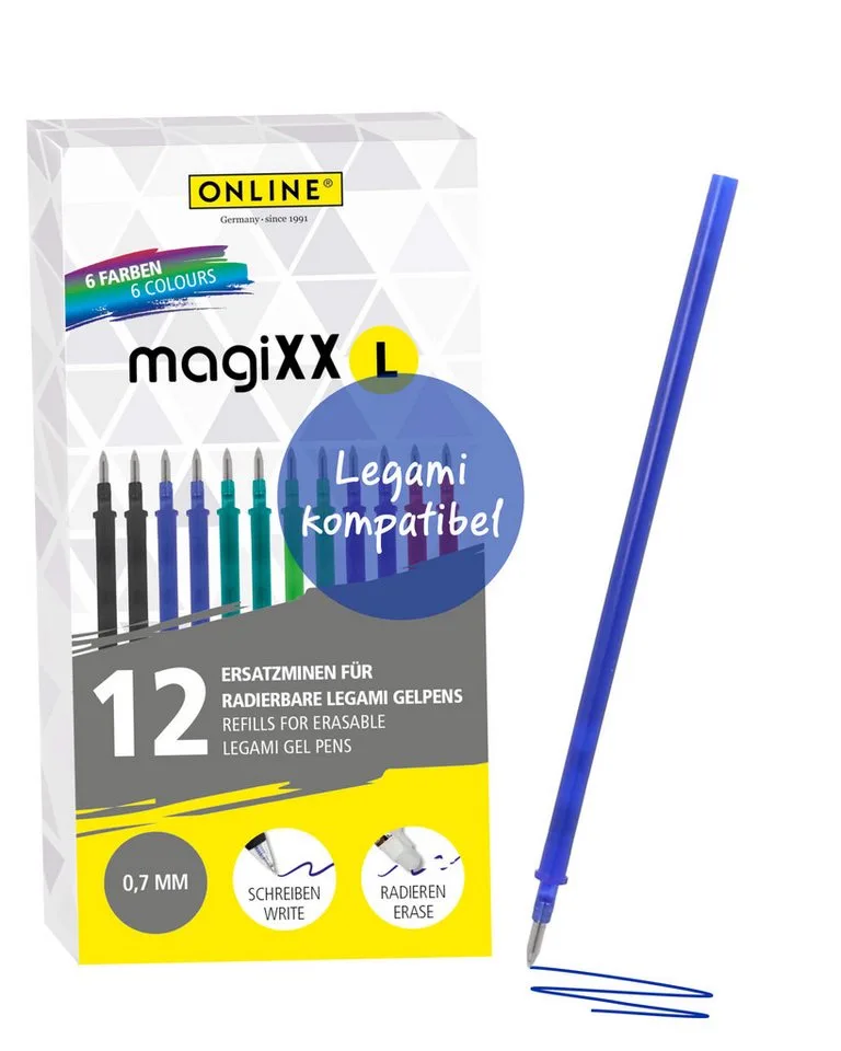 Ersatzmine 12x radierbare Minen für Legami Gelstifte, magiXX L, Spar-Set, 12x bunte radierbare Ersatz-Minen de Online en Multicolore – photo produit