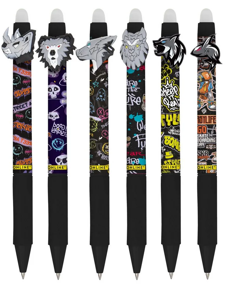 Gelroller Radierbare Gelschreiber, 6 Stück van Online in MagiXX Fun Angry Animals – productfoto