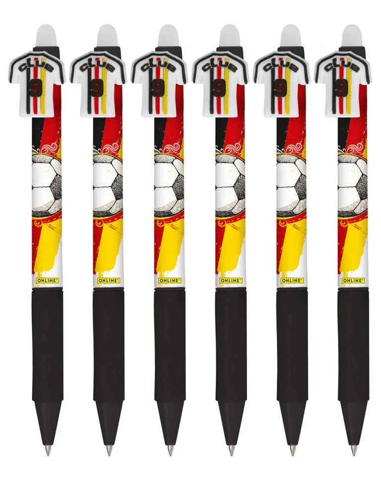 Gelroller Radierbare Gelschreiber, 6 Stück, radierbare Gelschreiber, im Deutschland-Fan-Design, Spar-Pack de Online en MagiXX Fun Germany – photo produit