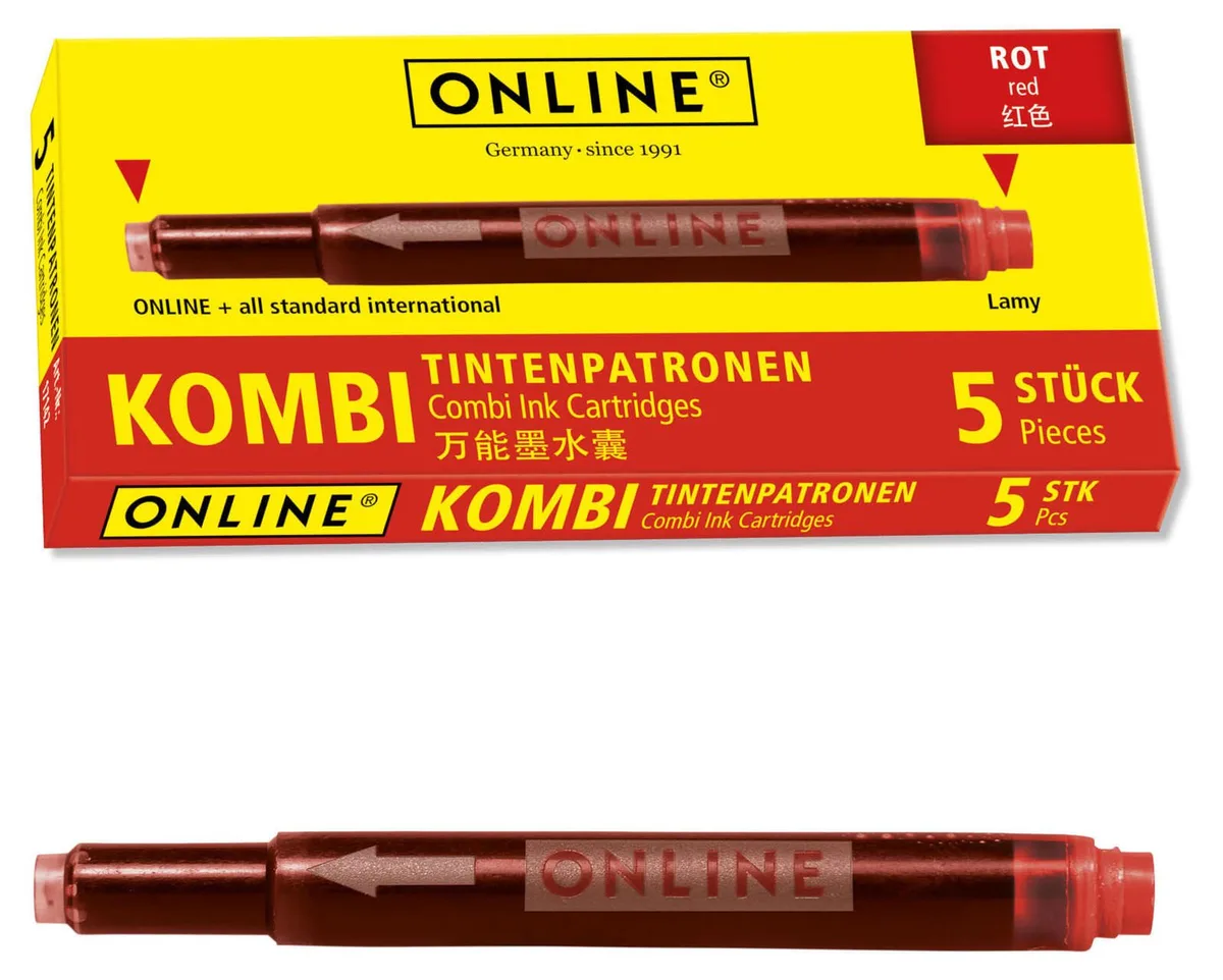 Tintenpatronen für Füller rot van Online – productfoto