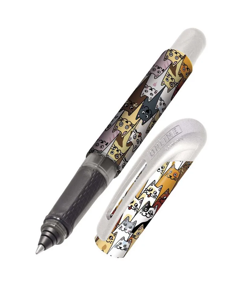 Tintenroller College Tintenpatronen-Rollerball, ergonomisch, ideal für die Schule, hergestellt in Deutschland von Online in Fluffy Cats – Produktfoto