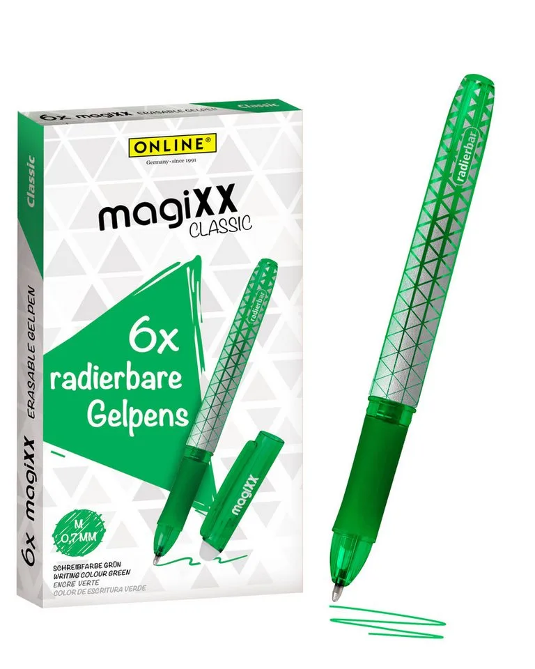Tintenroller magiXX Classic, (6x radierbare Gelschreiber ergonomisches Griffstück), Gelpens für Schüler, Studenten, Büro by Online in Green – product photo