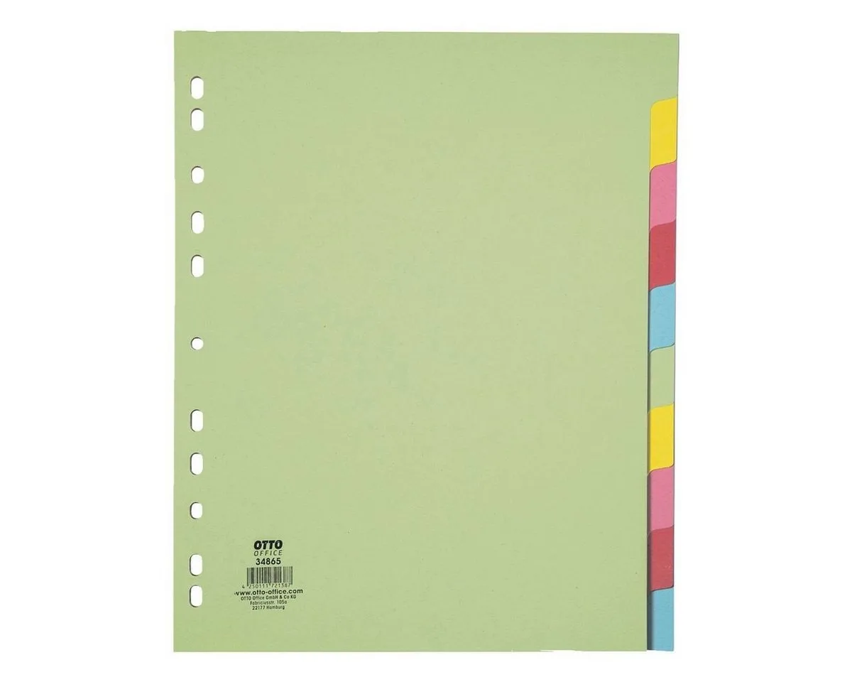 Aktenordner Kartonregister 10-tlg. blanko, pastellfarben, DIN A4 überbreit von Otto Office in Mehrfarbig – Produktfoto