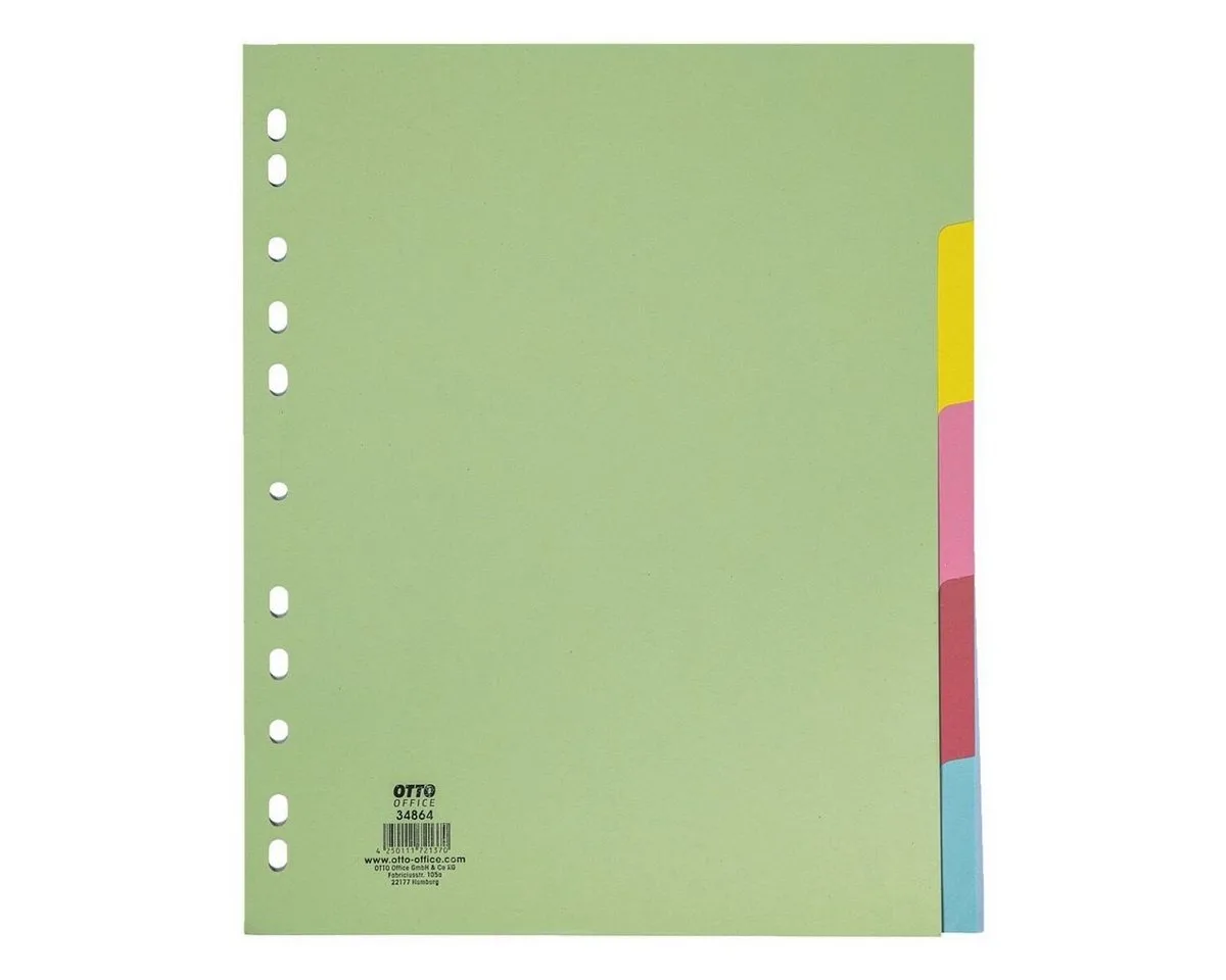 Aktenordner Kartonregister 5-tlg. blanko, pastellfarben, DIN A4 überbreit by Otto Office in Multicolour – product photo
