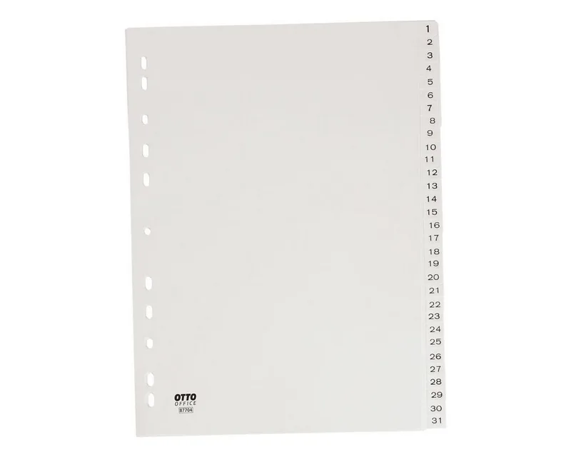 Aktenordner Register 1-31, DIN A4, 31-tlg., Kunststoff by Otto Office in White – product photo