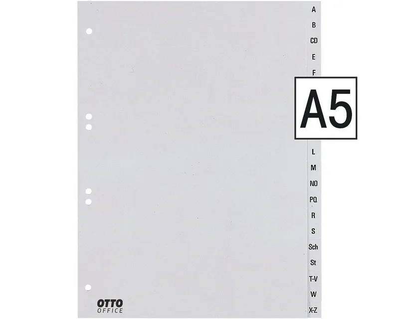 Aktenordner Register A-Z, DIN A5, 20-tlg., Kunststoff fra Otto Office i Grå – produktbillede