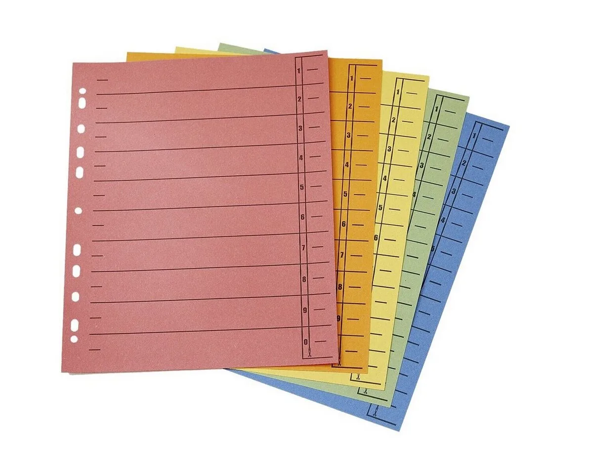 Aktenordner Trennblätter 1-10, DIN A4 Maxi, 100-tlg., Kraftkarton von Otto Office in Mehrfarbig – Produktfoto