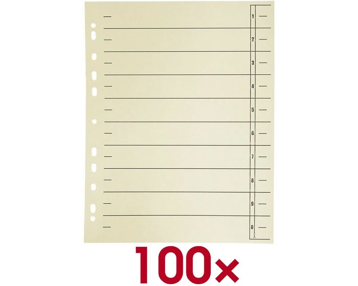 Aktenordner Trennblätter 1-10, DIN A4 Maxi, 100-tlg., Kraftkarton 180 g/m² von Otto Office in Beige – Produktfoto