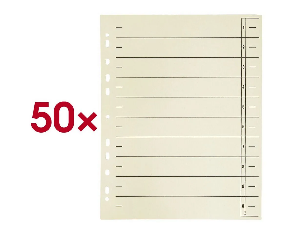 Aktenordner Trennblätter 1-10, DIN A4 Maxi, 50-tlg., Kraftkarton 180 g/m² von Otto Office in Beige – Produktfoto