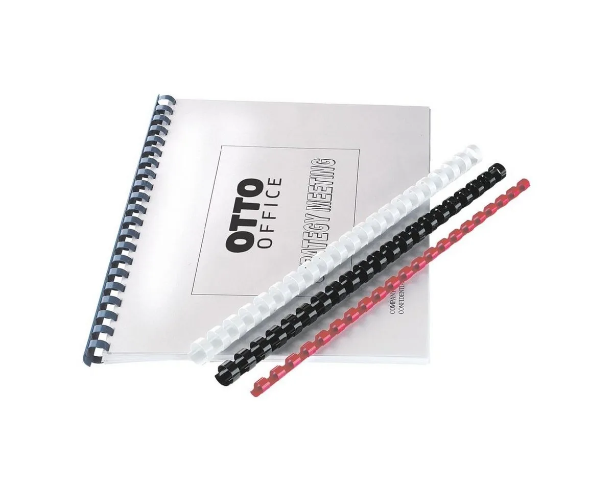 Bindegerät, Plastikbinderücken Ø 6 mm, 21 Ringe, DIN A4, 30 Blatt von Otto Office in Weiß – Produktfoto