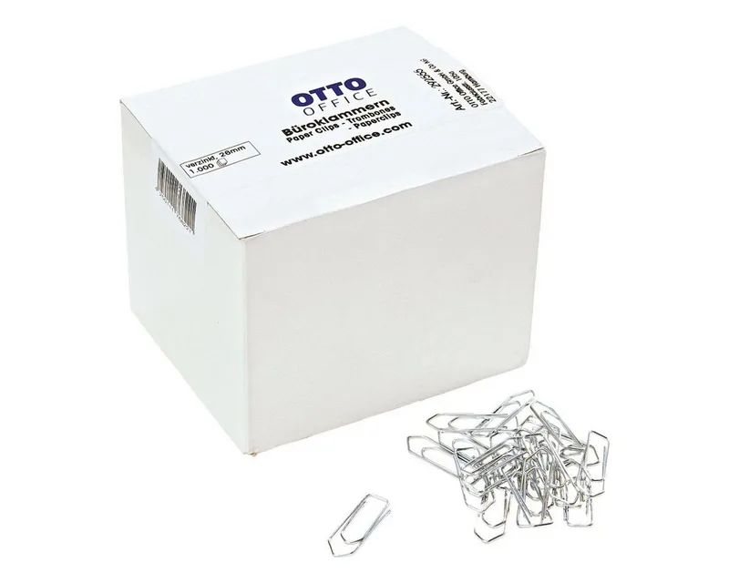 Büroklammer, 26 mm, verzinkt, eckig de Otto Office en Argent – photo produit