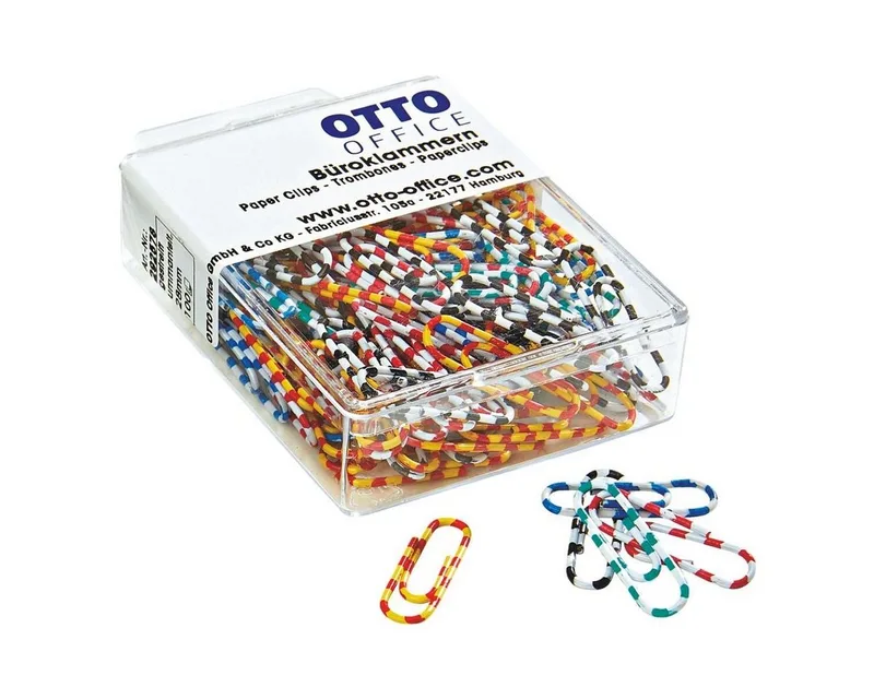 Büroklammer, 28 mm, zweifarbig gestreift und kunststoffüberzogen, rund by Otto Office in Multicolour – product photo