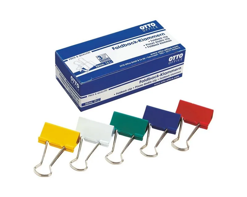 Büroklammer, Klemmbreite 32 mm / Klemmstärke 13 mm, 12 Stück de Otto Office en Bleu, Multicolore, Jaune, Vert, Rouge – photo produit