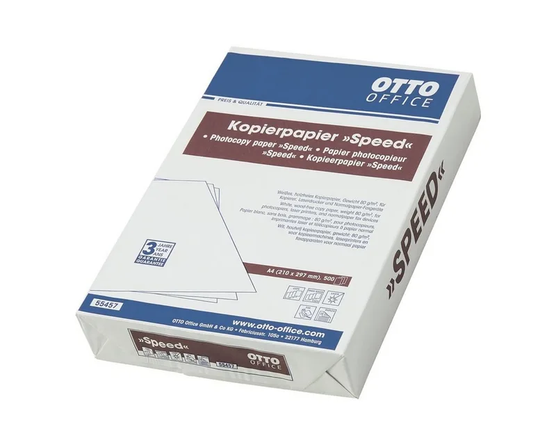 Druckerpapier SPEED, DIN A4, 80 g/m², 150 CIE, 500 Blatt von Otto Office in Weiß – Produktfoto