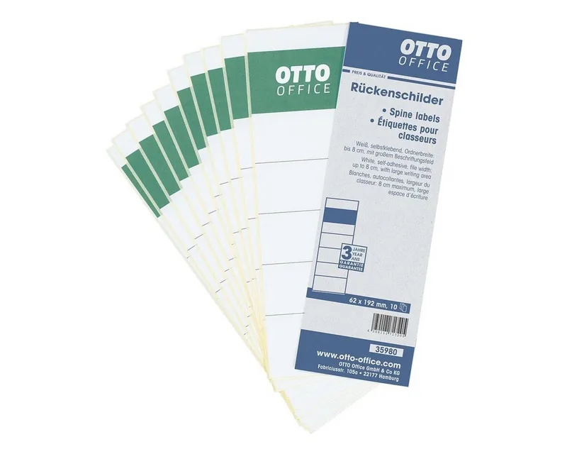 Etiketten, für Ordner, 10 Stück, 62x192 mm, selbstklebend de Otto Office en Blanc – photo produit