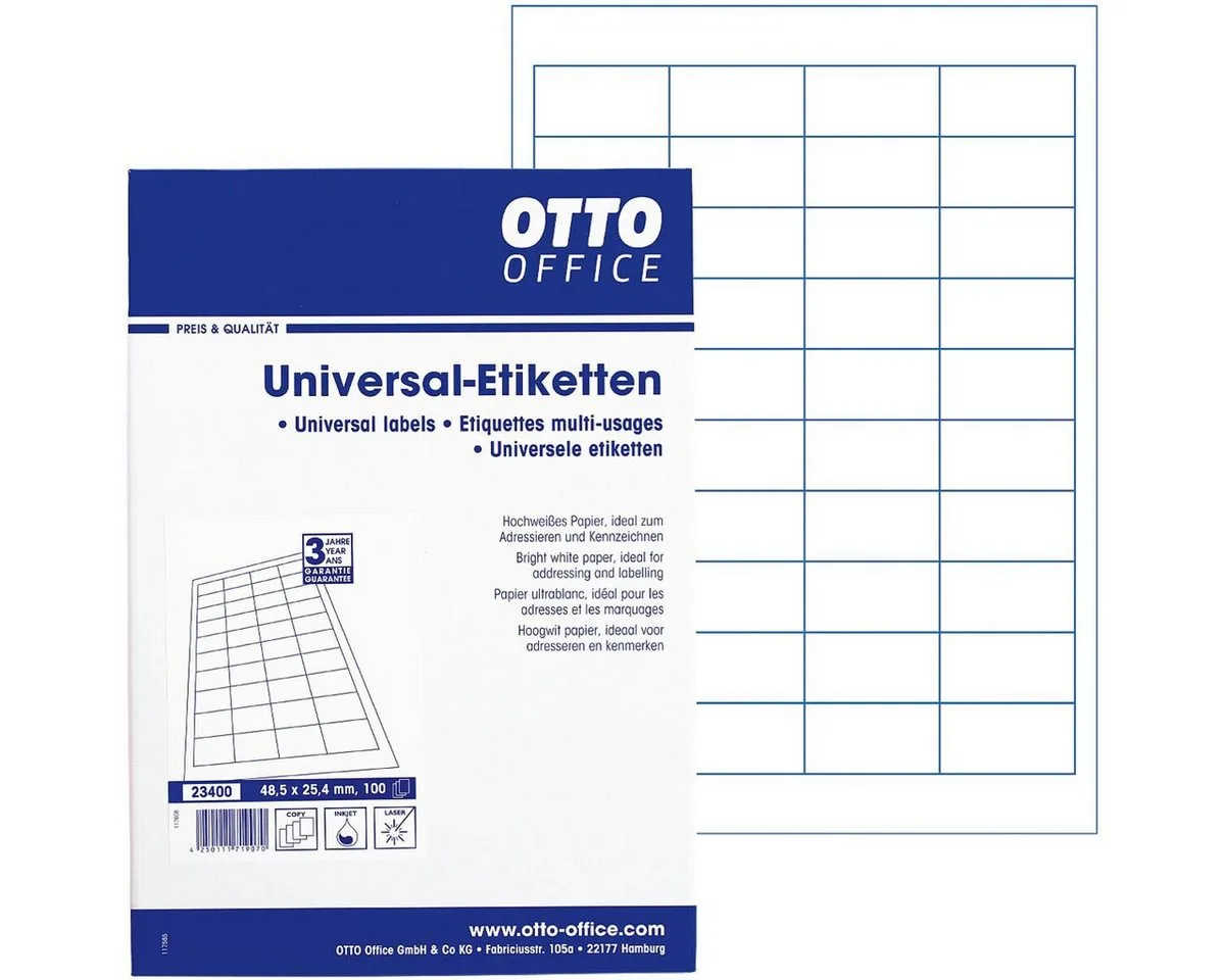 Etiketten Standard, 4000 Stück, Absender (48,5x25,4 mm), selbstklebend von Otto Office in Weiß – Produktfoto