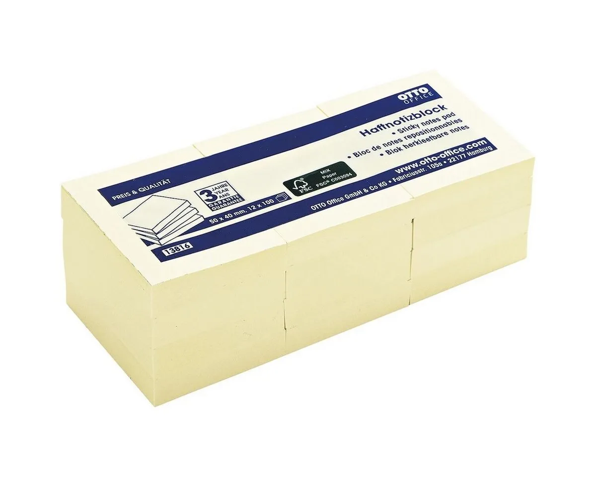Haftnotizblock, 5x4 cm, mit Haftung an der langen Seite van Otto Office in Geel – productfoto