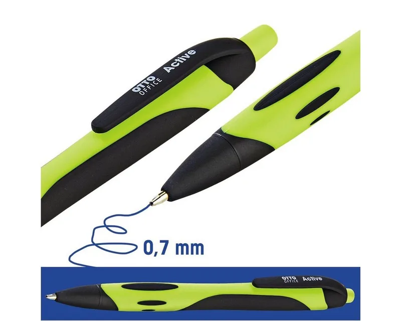 Kugelschreiber Active, mit Druckmechanik und Taschenclip de Otto Office en Vert – photo produit