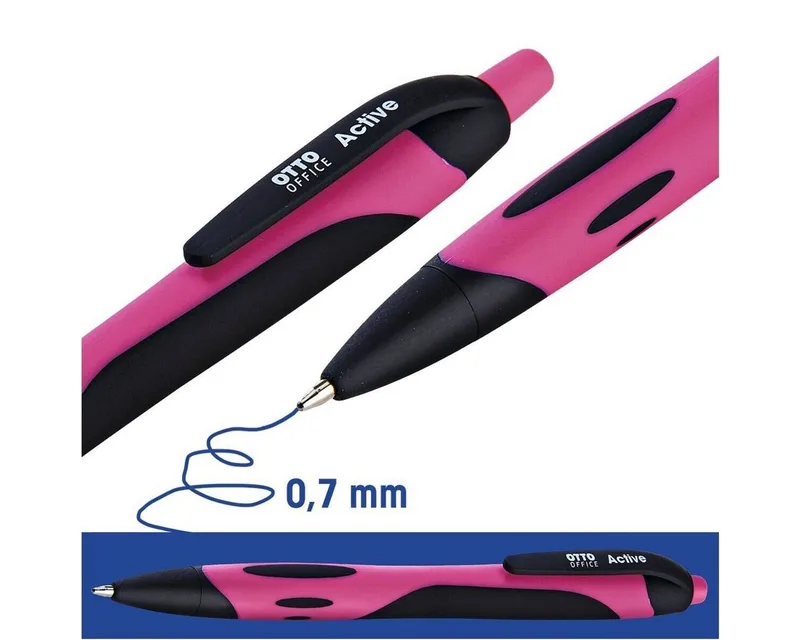 Kugelschreiber Active, mit Druckmechanik und Taschenclip de Otto Office en Rose – photo produit