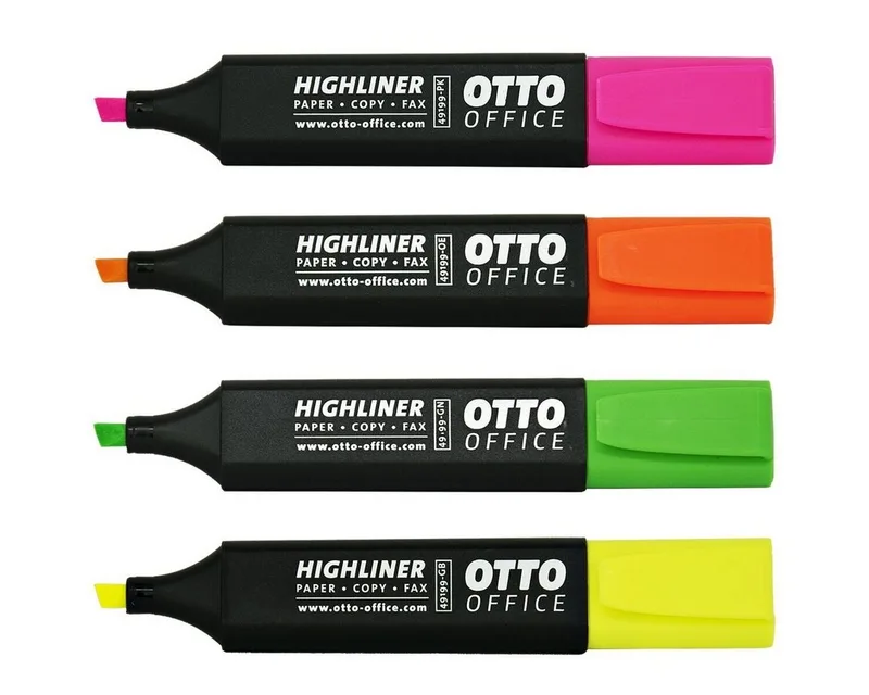 Marker Highliner, (4-tlg), Textmarker mit Keilspitze by Otto Office in Multicolour, Yellow, Green – product photo