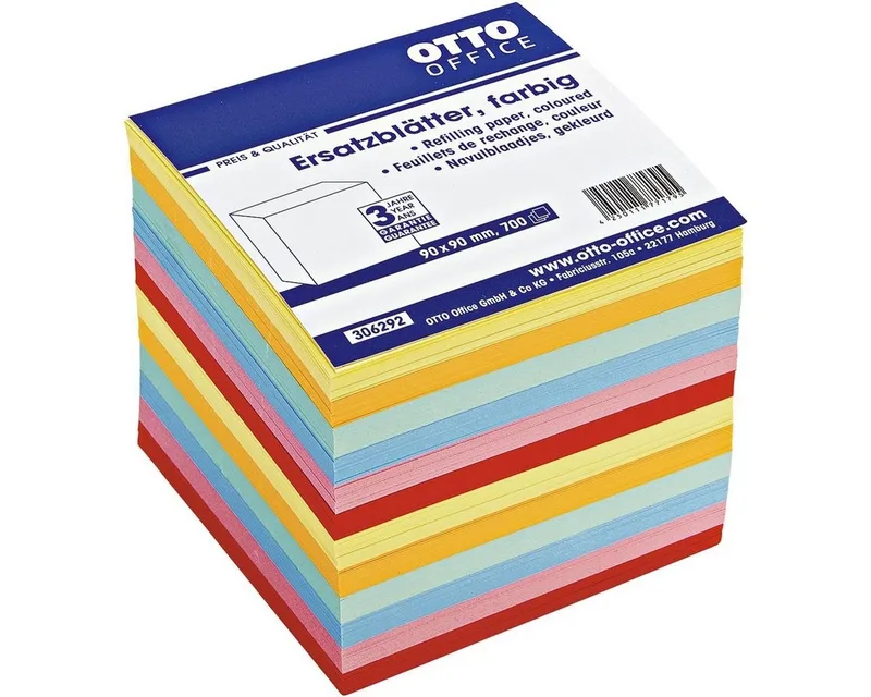 Notizzettel, 90x90 mm, 700 Blatt, lose by Otto Office in Blue, Multicolour, Yellow, Red – product photo