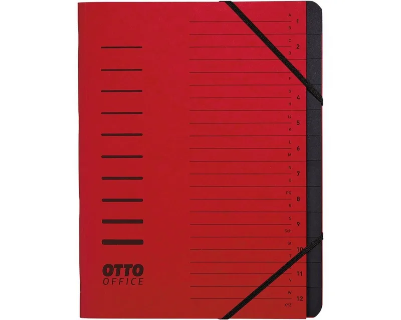 Organisationsmappe Standard, Sammelmappe mit 12 Fächern, DIN A4 by Otto Office in Red – product photo