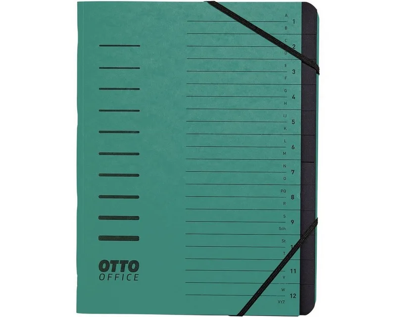 Organisationsmappe Standard, Sammelmappe mit 12 Fächern, DIN A4 de Otto Office en Vert – photo produit