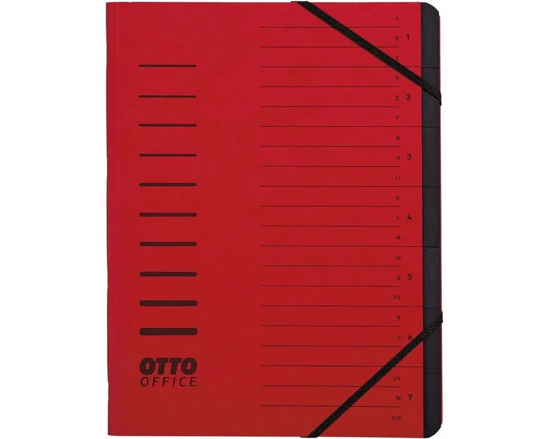 Organisationsmappe Standard, Sammelmappe mit 7 Fächern, DIN A4 by Otto Office in Red – product photo