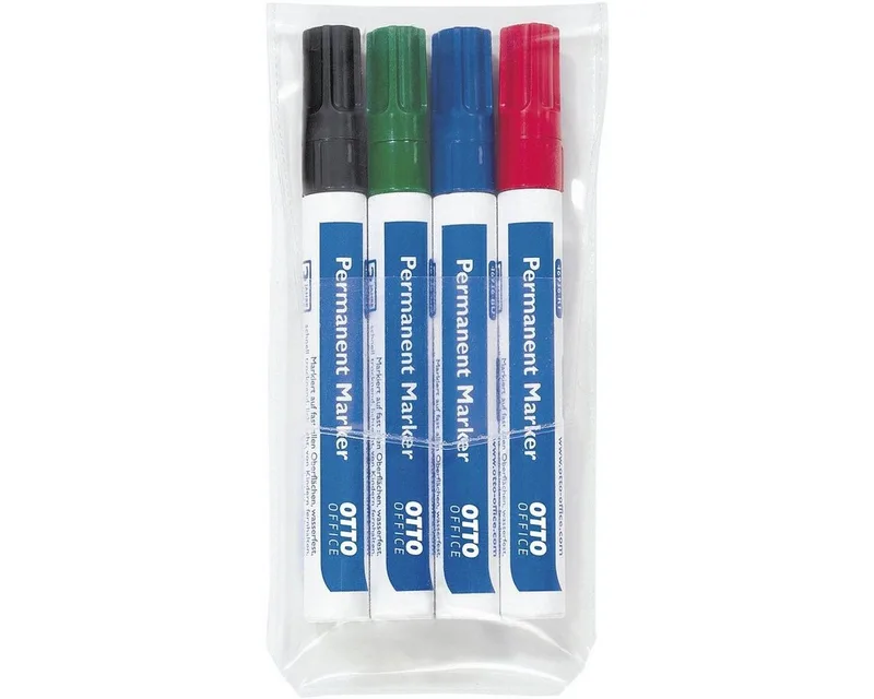 Permanentmarker, (4-tlg), lichtbeständig und wasserfest de Otto Office en Bleu, Multicolore, Vert, Rouge, Noir – photo produit
