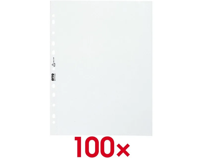 Prospekthülle Standard, 100 Stück, genarbt, Format A4, Multilochung, Öffnung oben by Otto Office in White – product photo