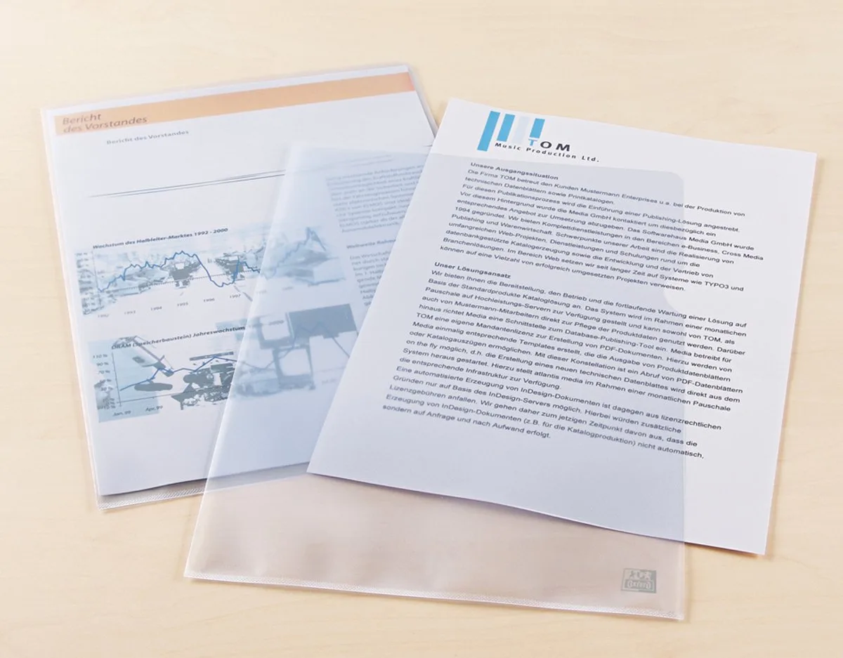 A4 zichtmappen premium PP 0,15mm gegraineerd fra Oxford i Gennemsigtig – produktbillede