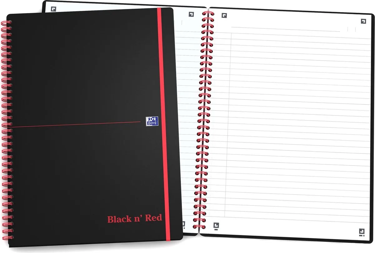 Black n' Red - Notitieboek - A5 - Gelijnd - 90g - Softcover de Oxford en Noir – photo produit