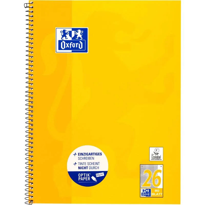 Collegeblock A4+220x295mm 80 Bl. Kariert Rand weiß R von Oxford – Produktfoto