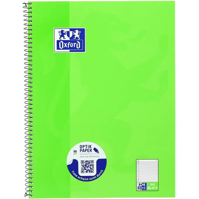 Collegeblock A4+220x295mm 80 Bl. Liniert Rand L von Oxford – Produktfoto