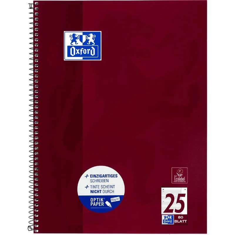 Collegeblock A4+220x295mm 80 Bl. Liniert Rand weiß R von Oxford – Produktfoto