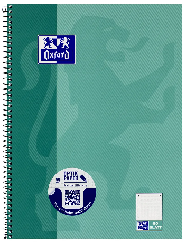 Collegeblock, DIN A5+, gepunktet, 80 Blatt, türkis by Oxford – product photo