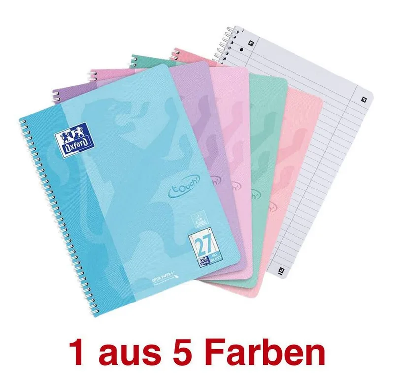 Collegeblock Oxford TOUCH Collegeblock A4 80 Bl. liniert Pastell – Farbe zufällig by Oxford – product photo