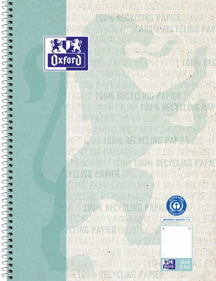 Collegeblock , Recycling, , DIN A4+, 80 Blatt, dotted de Oxford – photo produit