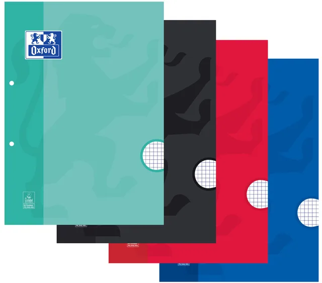 Cursusblok Oxford School A4 ruit 5x5mm 2-gaats 200pag 80gr assorti by Oxford – product photo