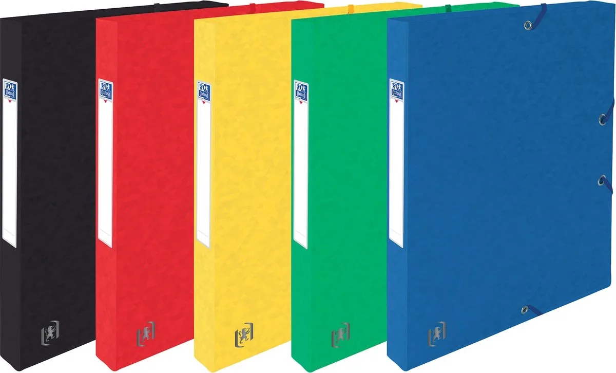 Elba elastobox Oxford Top File+ rug van 2,5 cm, geassorteerde kleuren 12 stuks de Oxford en A4 – photo produit