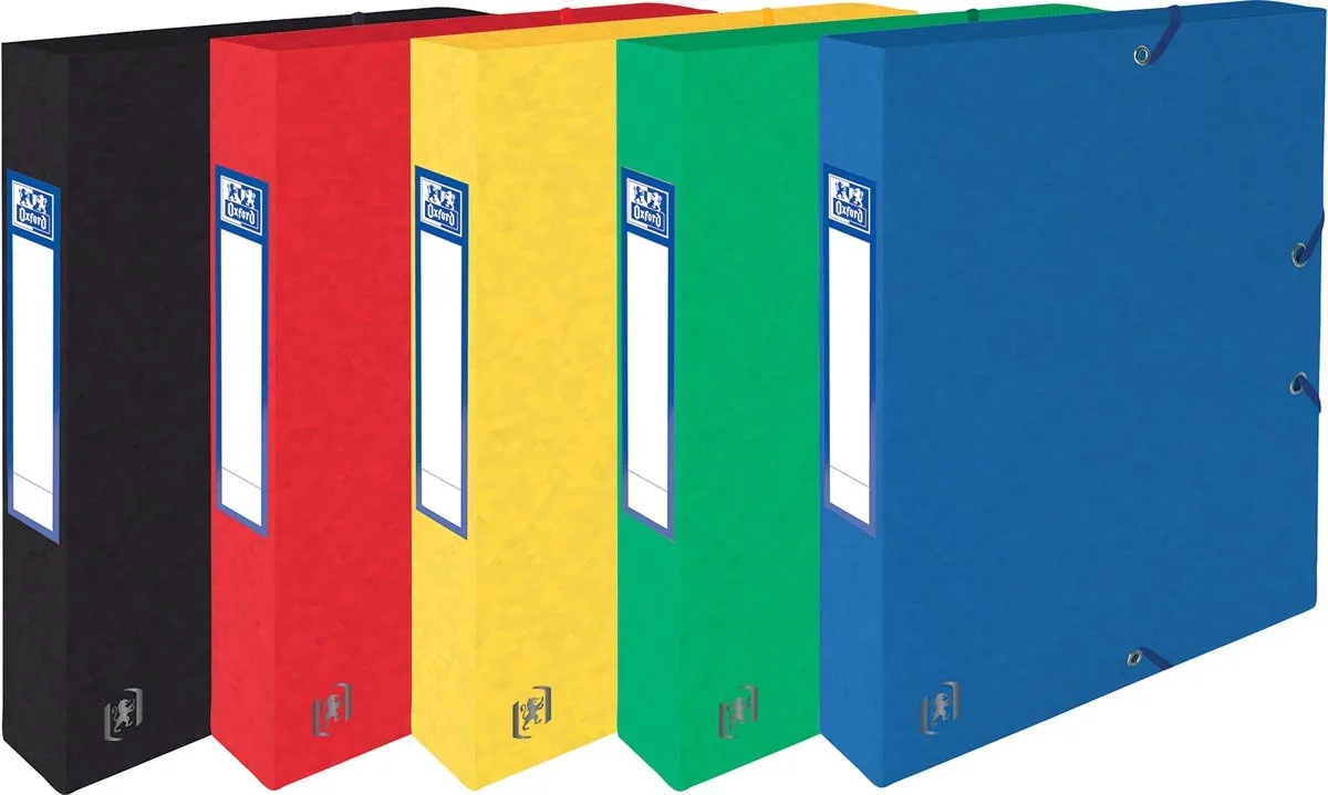 Elba elastobox Oxford Top File+ rug van 4 cm, geassorteerde kleuren 9 stuks by Oxford in A4 – product photo