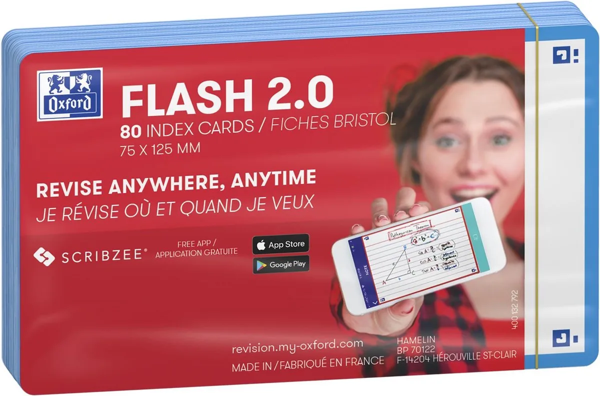 Flash 2.0 - Flashcards - Blanco - A7 - rand - 80 stuks van Oxford in Turquoise – productfoto