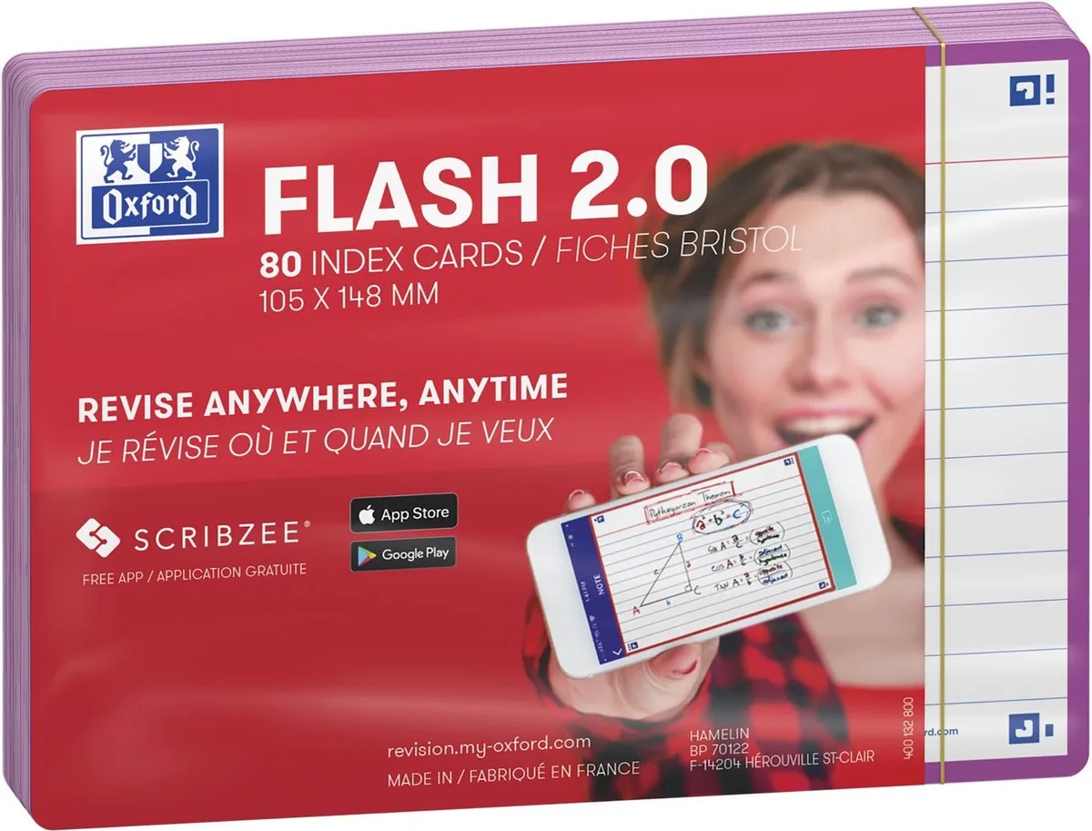 Flash 2.0 - Flashcards - Gelijnd - A6 - Licht Paarse rand - 80 stuks by Oxford in Licht paars – product photo