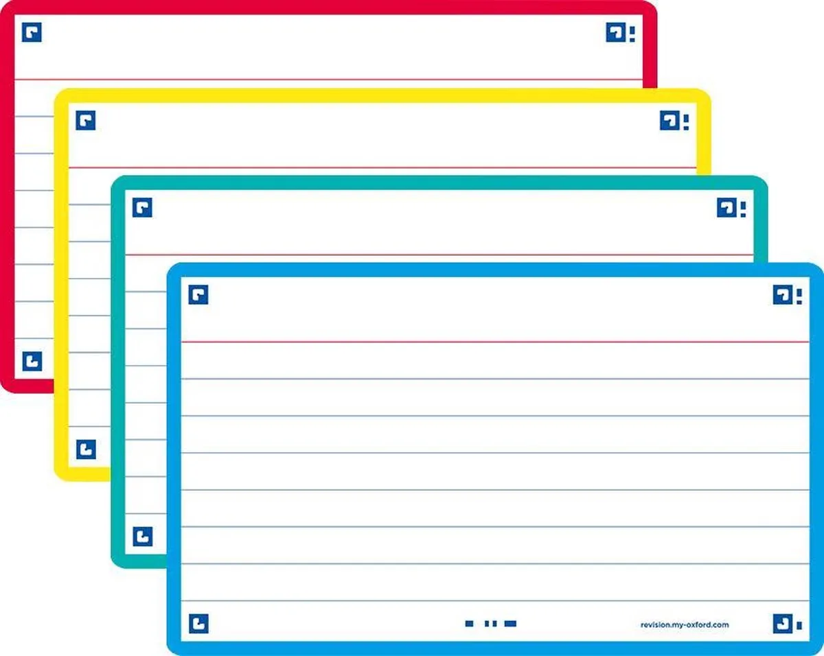 Flash 2.0 flashcards - gelijnd - A7 - 80 stuks - 4 kleuren de Oxford en Bleu – photo produit