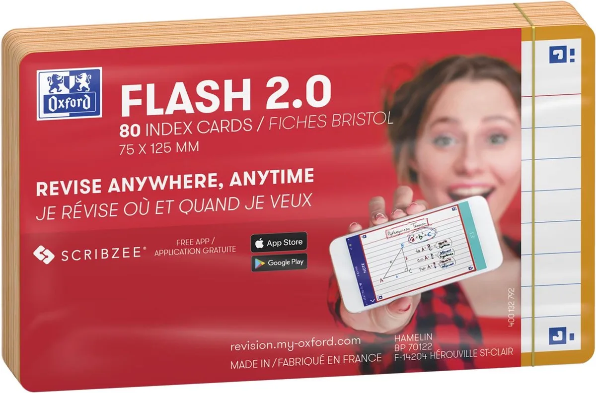 Flash 2.0 - Flashcards - Gelijnd - A7 - rand - 80 stuks by Oxford in Orange – product photo