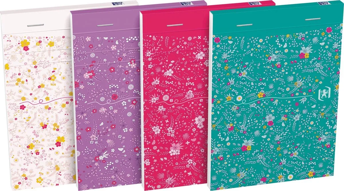 Floral softcover notitieblok, ft A6, 80 vel, gelijnd, 4 geassorteerde designs 10 stuks by Oxford in Soepel – product photo