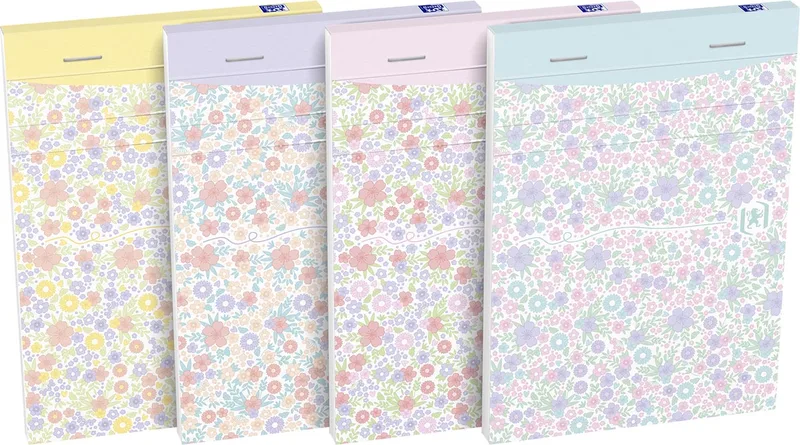 Floral softcover notitieblok, ft A6, 80 vel, gelijnd, 4 geassorteerde designs by Oxford – product photo