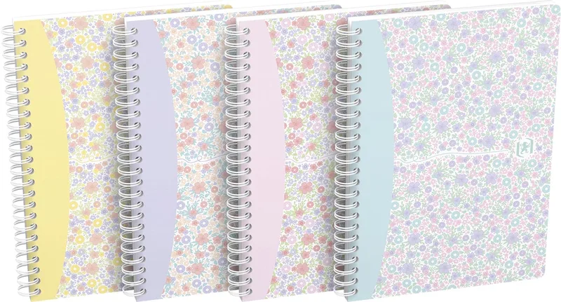 Floral softcover spiraalschrift, ft A5, 60 vel, gelijnd, 3 geassorteerde designs van Oxford – productfoto