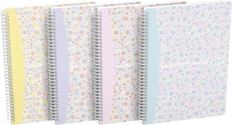 Floral softcover spiraalschrift, ft B5, 60 vel, gelijnd, 3 geassorteerde designs van Oxford – productfoto
